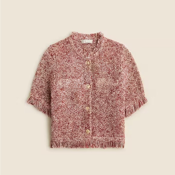 J.Crew Cropped Fringe Trim Lady Jacket in Marled Yarn - Picture 1 of 4